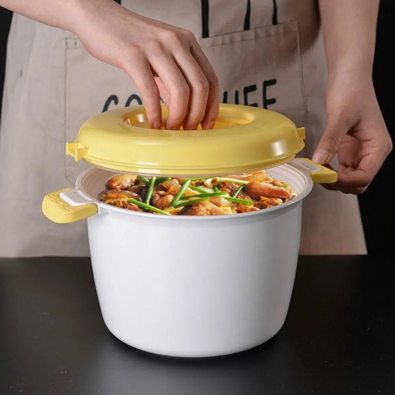 Microwave Rice Cooker and Steamer Pot – Versatile Veggie Cooker, Pasta Maker, Soup and Pressure Pot, Multi-Use Cooking Bowl