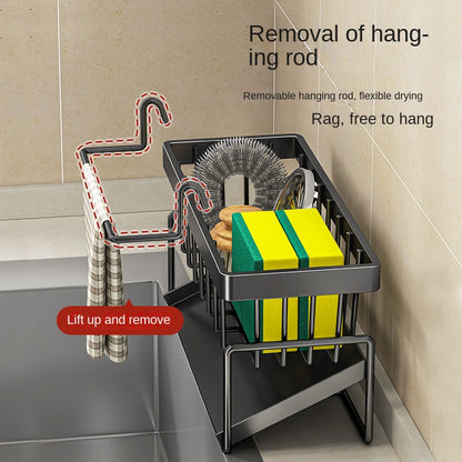 Kitchen Rack – Punch-Free Household Spice and Rag Drain Rack, Sink Faucet Organizer