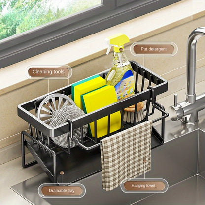 Kitchen Rack – Punch-Free Household Spice and Rag Drain Rack, Sink Faucet Organizer