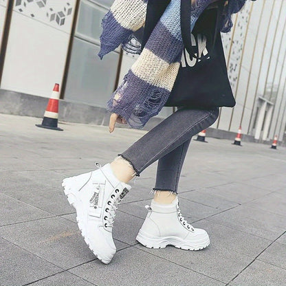Women's Plush Lined Lace-Up High Top Winter Boots - Warm Thermal Outdoor Short Boots