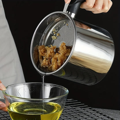1.8L Stainless Steel Kitchen Container with Strainer – Easy-Hold Storage for Cooking Oil & Grease, Ideal for Hotels, Restaurants & Bulk Kitchenware, Eid Al-Adha Mubarak