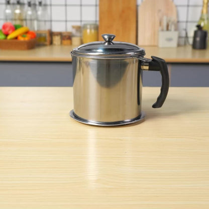1.8L Stainless Steel Kitchen Container with Strainer – Easy-Hold Storage for Cooking Oil & Grease, Ideal for Hotels, Restaurants & Bulk Kitchenware, Eid Al-Adha Mubarak