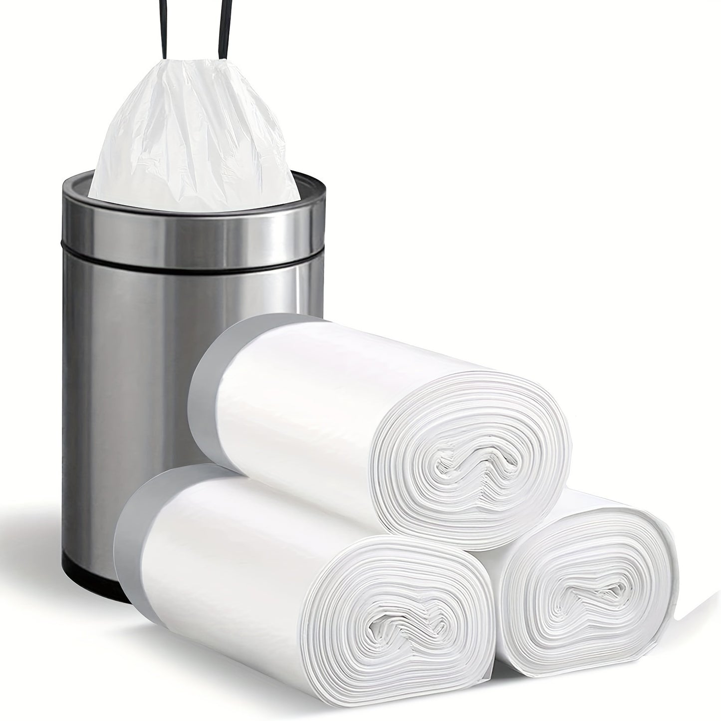 3 Rolls of 45pcs Heavy-Duty 4 Gallon Small Drawstring Plastic Trash Bags - Leak-Resistant, Easy-to-Tie Liners for Bathroom, Office, and More - Space-Saving and Convenient