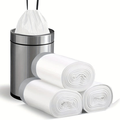 3 Rolls of 45pcs Heavy-Duty 4 Gallon Small Drawstring Plastic Trash Bags - Leak-Resistant, Easy-to-Tie Liners for Bathroom, Office, and More - Space-Saving and Convenient