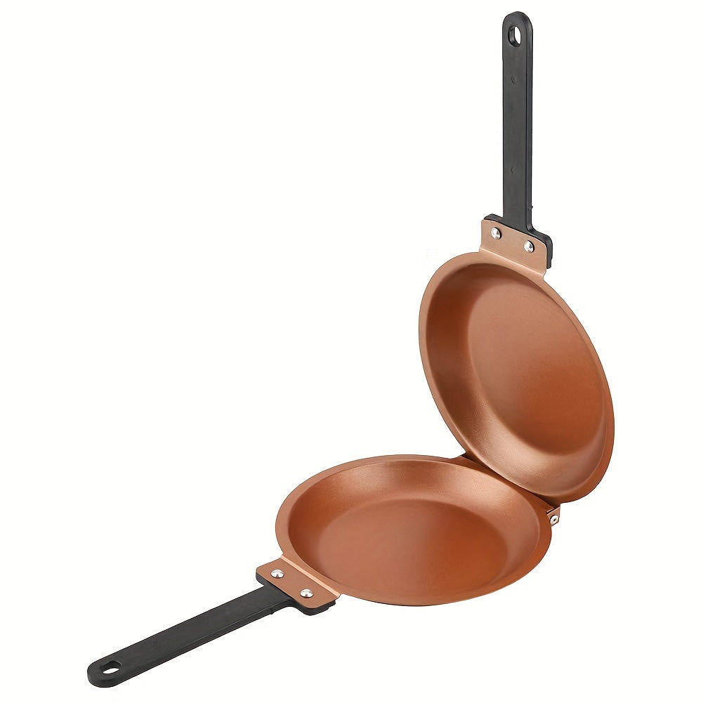 Steel Double-Sided Pan – Nonstick Copper Pancake Maker, Easy to Flip Frying Pan for Fluffy Pancakes, Omelets and Frittatas, Dishwasher Safe