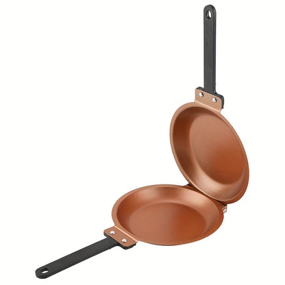 Steel Double-Sided Pan – Nonstick Copper Pancake Maker, Easy to Flip Frying Pan for Fluffy Pancakes, Omelets and Frittatas, Dishwasher Safe