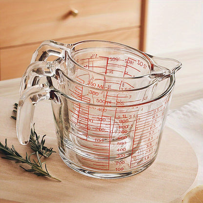 500ml Heat-Resistant Glass Measuring Cup with Scale and Handle - Microwave and Oven Safe for Baking and Cooking