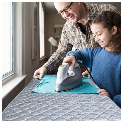 33" x 18" Deluxe Magnetic Ironing Mat - Thick Cotton Coated Silver Ironing Board with Heat-Resistant Pad | Portable, Travel-Friendly Design | Perfect for Hotel, Dormitory, Desktop Ironing