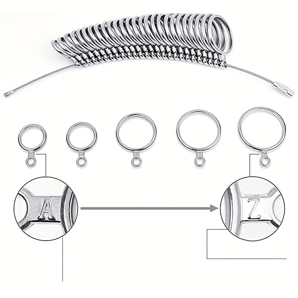 Metal Ring Sizer Measuring Tool Set - Finger Sizing Gauge for Women & Men, US Sizes 0-13 Including Half Sizes