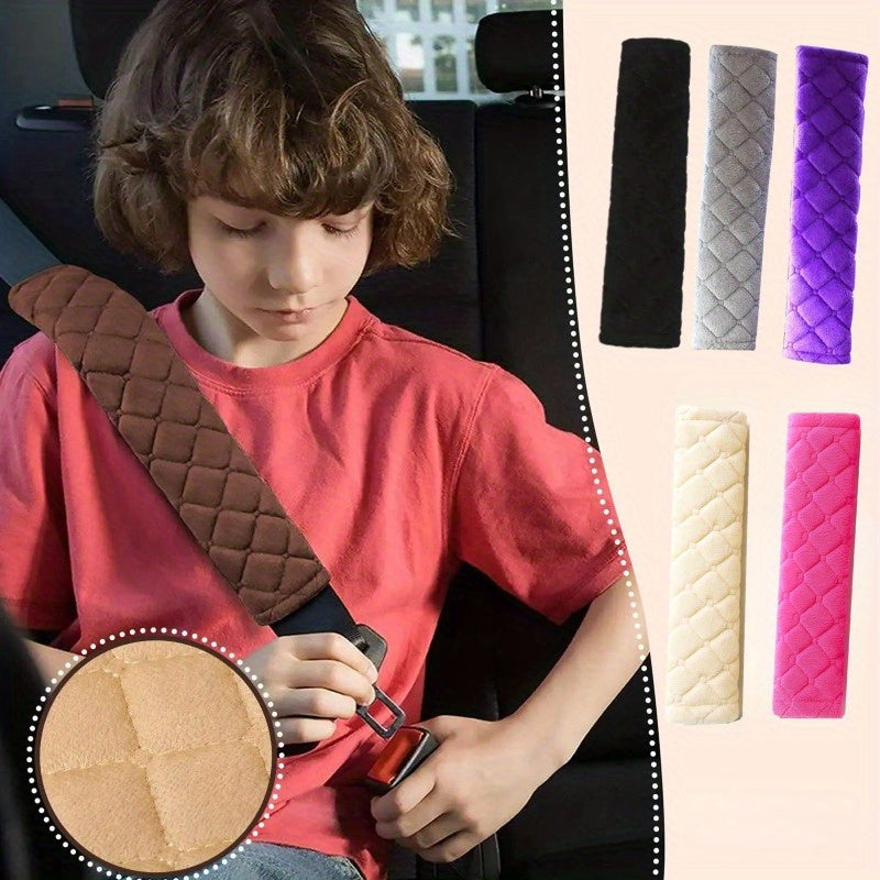 2PCS Plush Embroidered Car Seat Belt Covers – Soft, Adjustable Shoulder Pads for Comfort & Safety