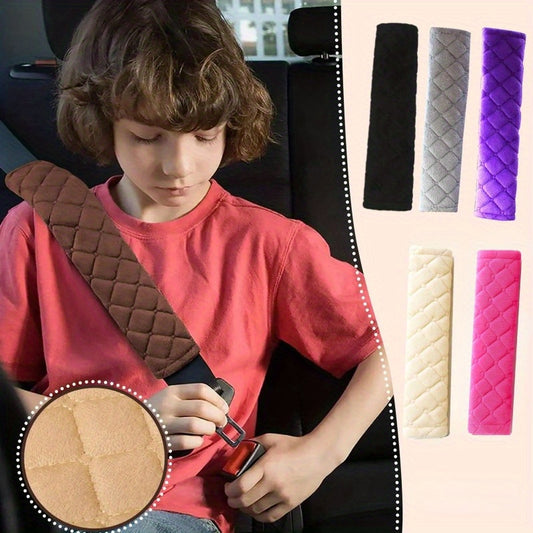 2PCS Plush Embroidered Car Seat Belt Covers – Soft, Adjustable Shoulder Pads for Comfort & Safety