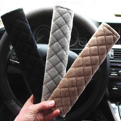 2PCS Plush Embroidered Car Seat Belt Covers – Soft, Adjustable Shoulder Pads for Comfort & Safety