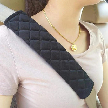 2PCS Plush Embroidered Car Seat Belt Covers – Soft, Adjustable Shoulder Pads for Comfort & Safety