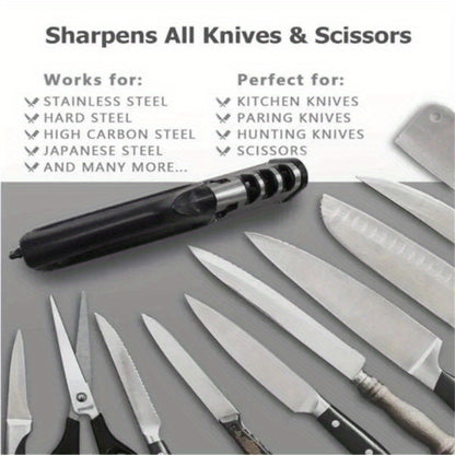 4 in 1 Kitchen Knife and Scissors Sharpener – Professional Tungsten Tool for Fast and Efficient Sharpening, Ideal for Outdoor and Household Use