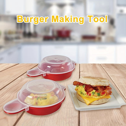 Microwave Egg Cooker - Red and Clear Kitchen Gadget for Easy Cooking - Restaurant Kitchen Accessory
