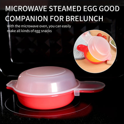 Microwave Egg Cooker - Red and Clear Kitchen Gadget for Easy Cooking - Restaurant Kitchen Accessory
