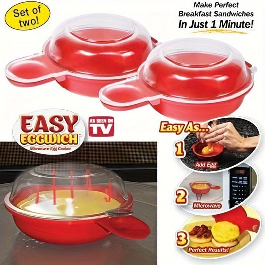 Microwave Egg Cooker - Red and Clear Kitchen Gadget for Easy Cooking - Restaurant Kitchen Accessory