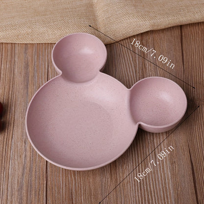 4PCS Mickey Mouse Wheat Bowls and Straw Cutlery Set - Minnie Bowl and Funny Dinner Plate for Restaurant Use, Ideal Gift