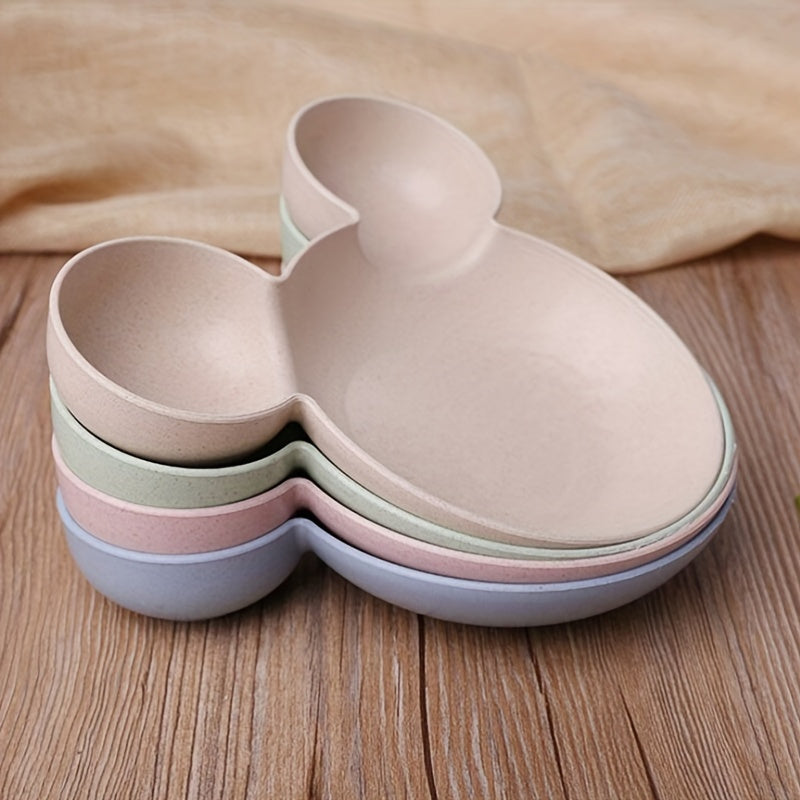 4PCS Mickey Mouse Wheat Bowls and Straw Cutlery Set - Minnie Bowl and Funny Dinner Plate for Restaurant Use, Ideal Gift