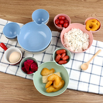 4PCS Mickey Mouse Wheat Bowls and Straw Cutlery Set - Minnie Bowl and Funny Dinner Plate for Restaurant Use, Ideal Gift
