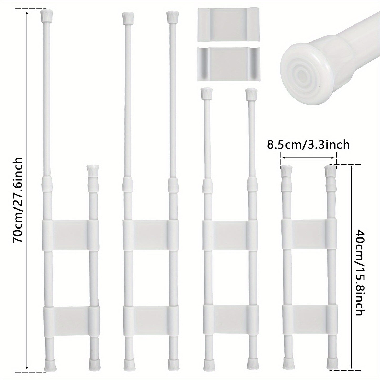 4PCS Adjustable RV Bar Spring Tension Rods - Extendable Metal Fridge Organizer for RV, Camper, Motorhome - Collapsible, Space-Saving, Adjustable 15.8 to 27.6 Inches
