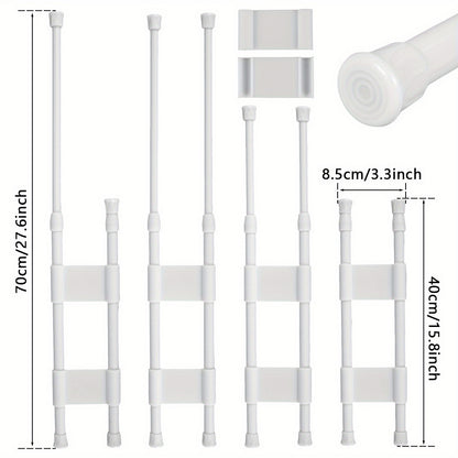 4PCS Adjustable RV Bar Spring Tension Rods - Extendable Metal Fridge Organizer for RV, Camper, Motorhome - Collapsible, Space-Saving, Adjustable 15.8 to 27.6 Inches