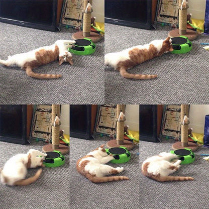 Cat Turntable Toy with Mouse Hunting and Top Scratch Board - Puzzle Amusement Plate for Fun and Interactive Play