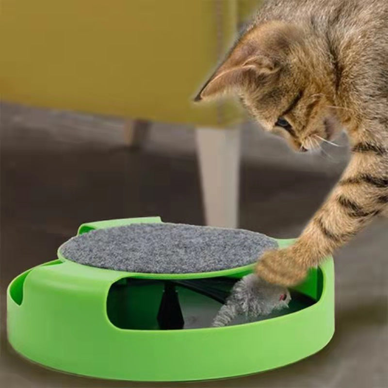 Cat Turntable Toy with Mouse Hunting and Top Scratch Board - Puzzle Amusement Plate for Fun and Interactive Play