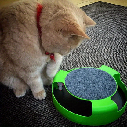 Cat Turntable Toy with Mouse Hunting and Top Scratch Board - Puzzle Amusement Plate for Fun and Interactive Play