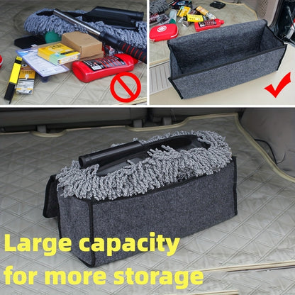 Car Storage Box – Portable, Foldable Trunk Organizer – Felt Cloth Interior Tidying Container – Car Organizer