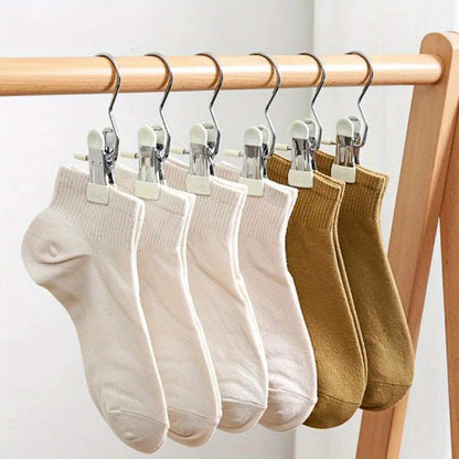 10PCS Stainless Steel Clothespins - Laundry Pegs with Hooks, Portable Hanging Clips & Closet Organizer Hangers