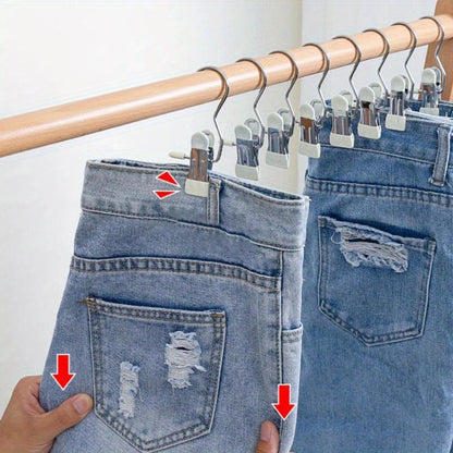 10PCS Stainless Steel Clothespins - Laundry Pegs with Hooks, Portable Hanging Clips & Closet Organizer Hangers
