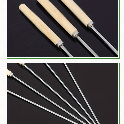 10pcs Premium Stainless Steel BBQ Skewers with Wooden Handle – Multifunctional, Durable Grilling Needles for Outdoor Cooking – Perfect for Summer Parties and Family Gatherings