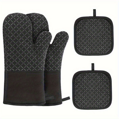 Buy 1 Get 1 Free - 2pcs Extra-Thick Silicone Oven Mitts and Pot Holder Set - Premium Heat Shield, Non-Slip Grip, Quick-Cooling - Perfect for Safe Baking, Cooking, Kitchen Use