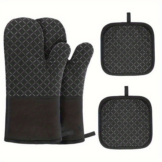 Buy 1 Get 1 Free - 2pcs Extra-Thick Silicone Oven Mitts and Pot Holder Set - Premium Heat Shield, Non-Slip Grip, Quick-Cooling - Perfect for Safe Baking, Cooking, Kitchen Use