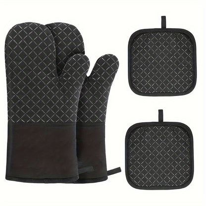 Buy 1 Get 1 Free - 2pcs Extra-Thick Silicone Oven Mitts and Pot Holder Set - Premium Heat Shield, Non-Slip Grip, Quick-Cooling - Perfect for Safe Baking, Cooking, Kitchen Use