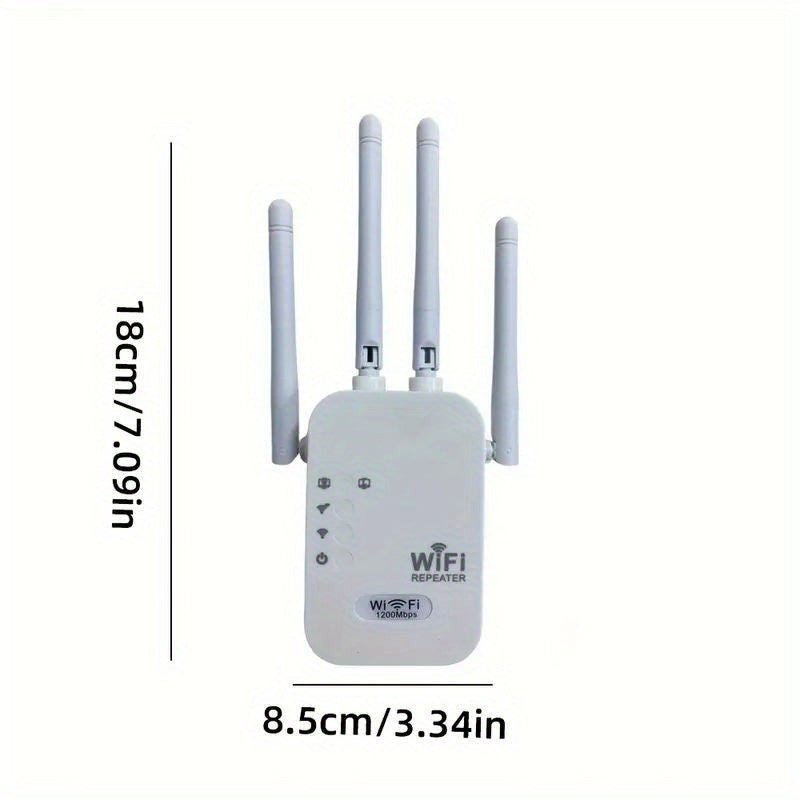Ultra-Powerful 6x WiFi Range Extender – 1200Mbps Dual Band, 9000 Sq Ft Coverage, 35 Device Support, 1-Tap Setup, 360° Coverage, Ethernet Port