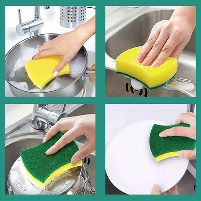 8/16/32pcs Ultra-Absorbent Double-Sided Scouring Sponges - Premium Non-Scratch, Durable, Reusable, Quick-Drying - Ideal for Kitchen and Household Cleaning, Dishwashing