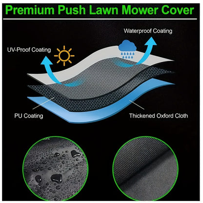 Universal Push Lawn Mower Cover - Heavy-Duty 600D Fabric, Weatherproof, UV & Water-Resistant, Anti-Fading Outdoor Protection