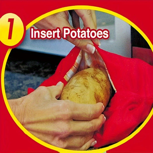 2pcs Quick Cook Microwave Potato Bag – Washable Cotton/Polyester Fiber Baked Potato Cooker Pouch for Fast Cooking