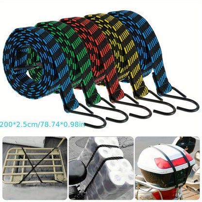 Heavy Duty Bungee Cords with Hooks – Elastic Luggage Straps, Anti-Slip Flat Rope for Motorcycles & Bicycles