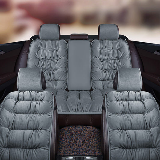 Thickened Winter Car Rear Seat Cushion – Warm Plush Cushion for 5-Seater Cars with Backrest, Single Chair Cushion