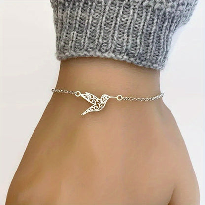Elegant Stainless Steel Hummingbird Bracelet - Stylish Neutral Accessory for Men & Women, Perfect for Any Occasion