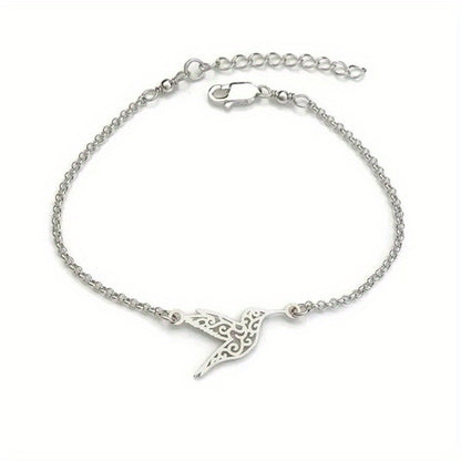 Elegant Stainless Steel Hummingbird Bracelet - Stylish Neutral Accessory for Men & Women, Perfect for Any Occasion