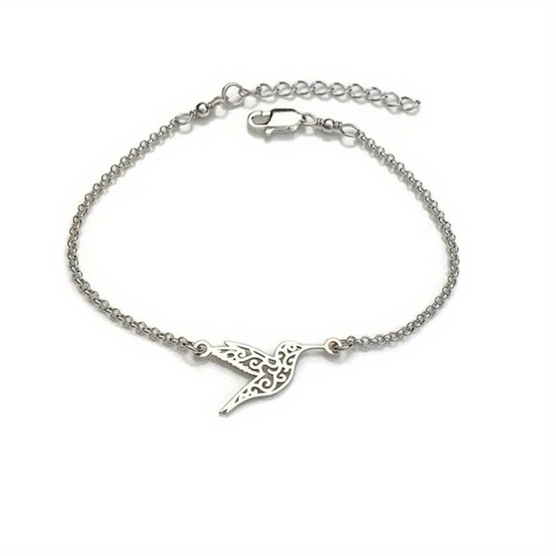 Elegant Stainless Steel Hummingbird Bracelet - Stylish Neutral Accessory for Men & Women, Perfect for Any Occasion