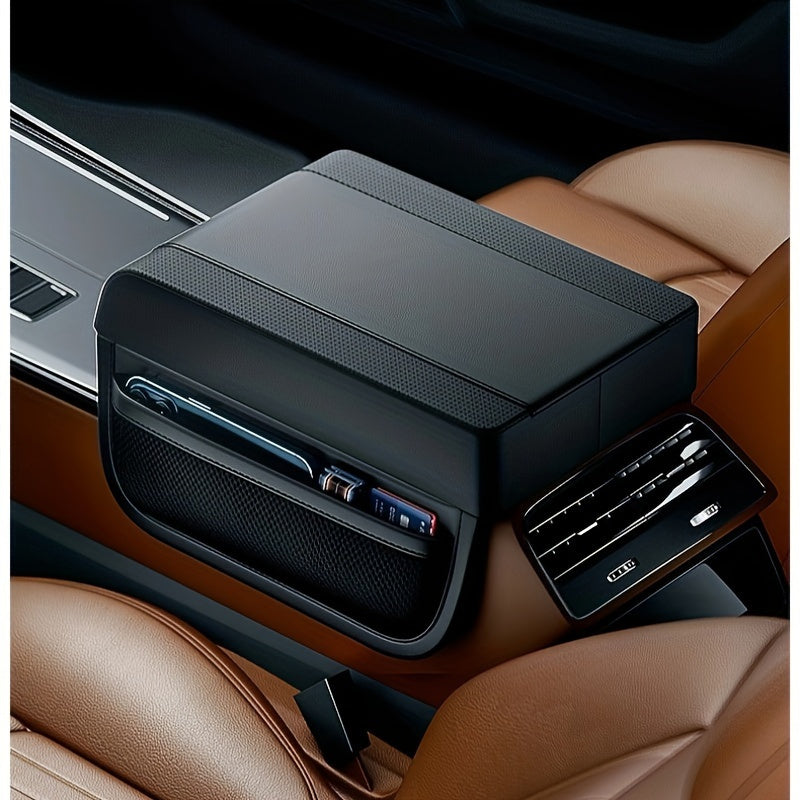 KB-3 Premium Memory Foam Car Armrest Cushion with Storage Bag - Faux Leather, Height Boosting Elbow Support for Enhanced Comfort