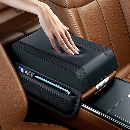 KB-3 Premium Memory Foam Car Armrest Cushion with Storage Bag - Faux Leather, Height Boosting Elbow Support for Enhanced Comfort
