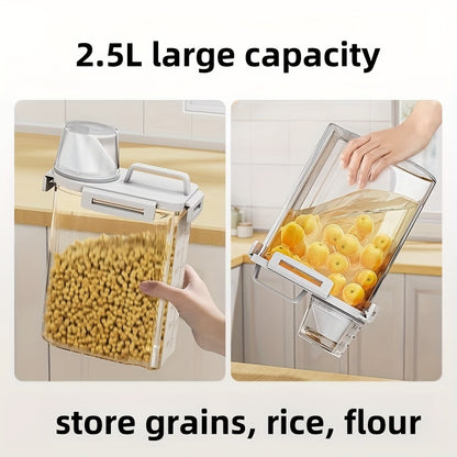 Airtight Food Storage Container with Lid - Moisture & Leak-Proof, Ideal for Grains, Nuts, Flour & Rice, Portable Kitchen Organizer