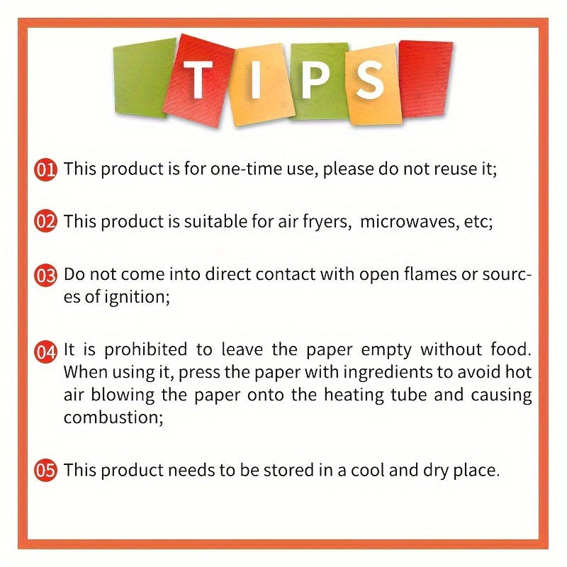 50-Pack Air Fryer Liners – Non-Stick Paper Sheets for Baking, Roasting and Microwave, Easy Cleanup, Individual Sheets for Healthier Cooking, Ideal for Hotel and Commercial Use