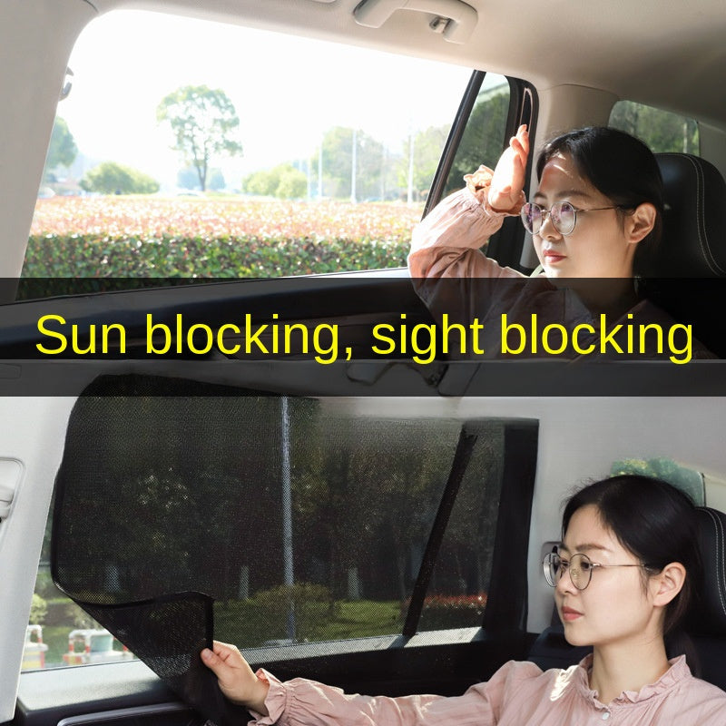 4 Pack Car Window Sunshade Curtains – Magnetic Attachment, Polyester Thermal Insulated Fabric, Sun Blocker Panels for Vehicle Protection